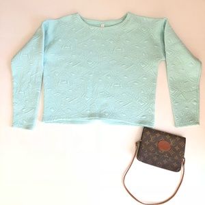 Xhilaration Blue Geometric Print Textured Sweater